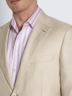 Beige silk, cashmere and linen slab twill Ravello jacket