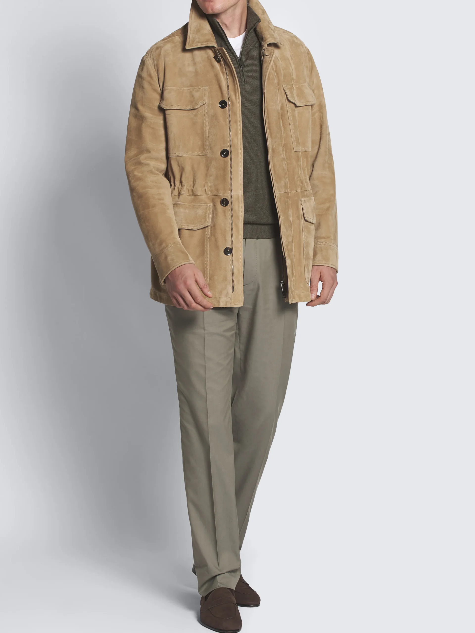 Beige suede sahariana jacket