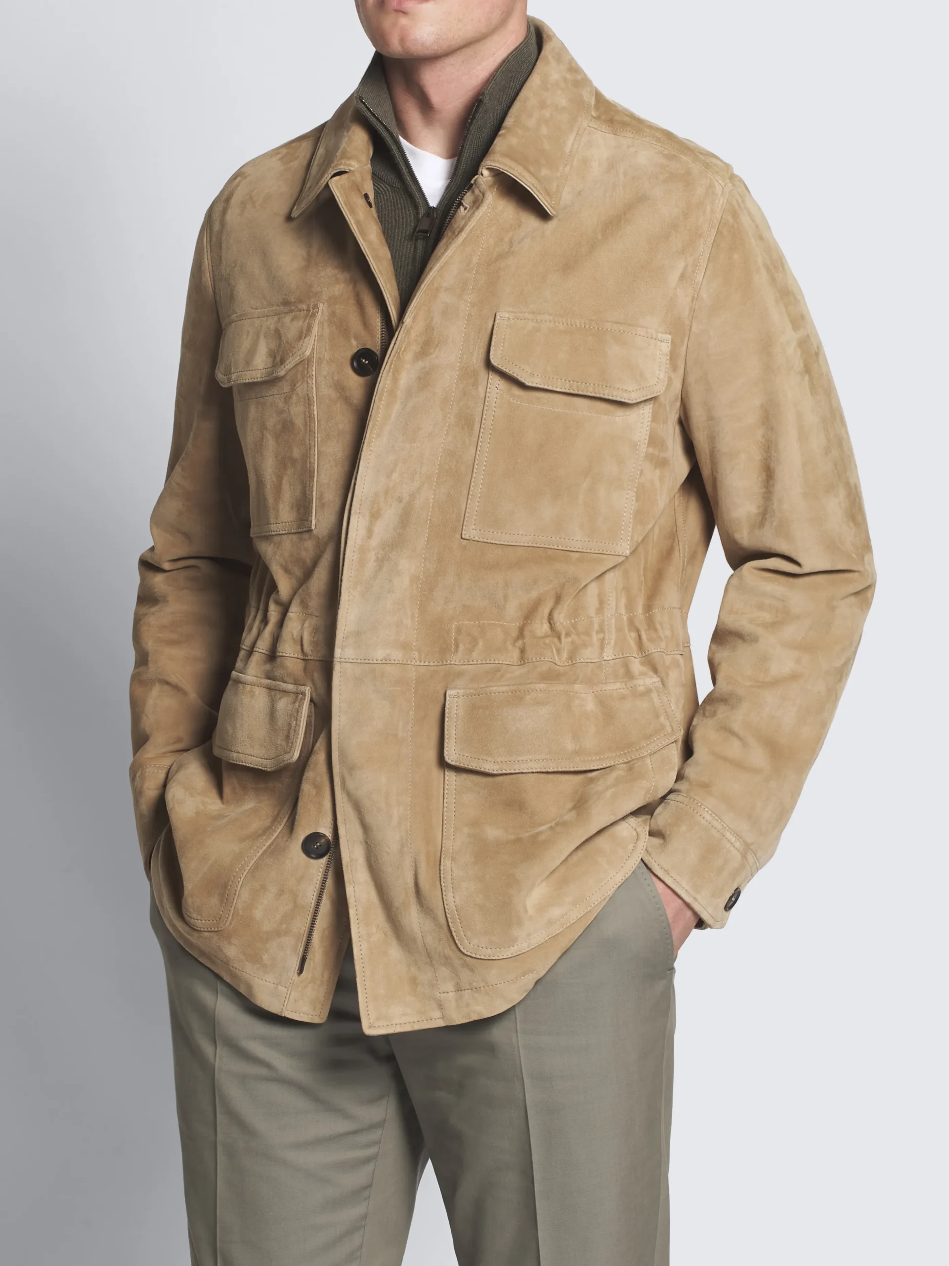 Beige suede sahariana jacket