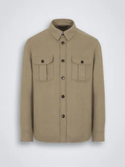 Beige wool double-splittable Vagabond overshirt
