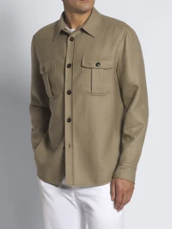 Beige wool double-splittable Vagabond overshirt