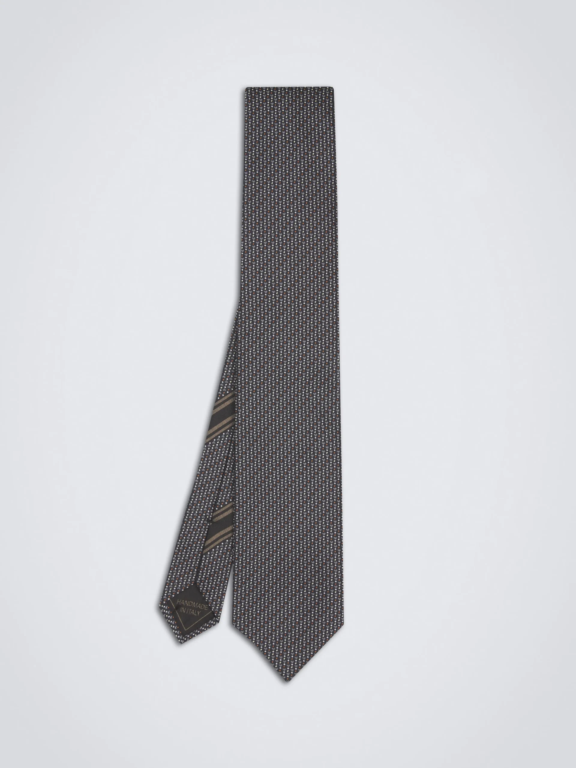 Black and dark grey micro motif jacquard silk tie