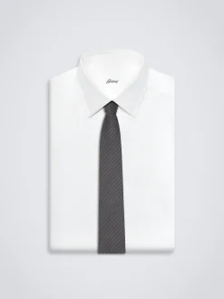 Black and dark grey micro motif jacquard silk tie