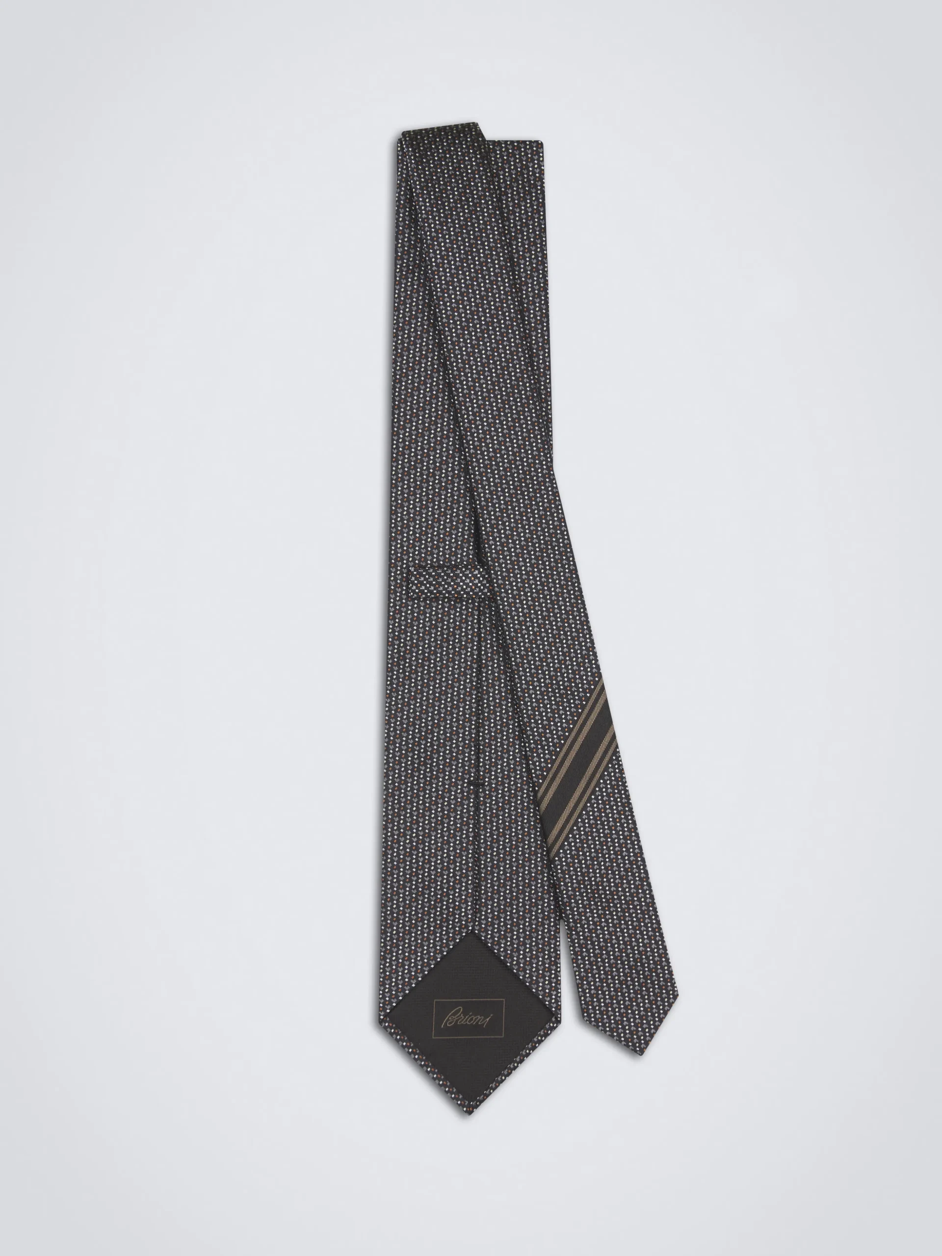 Black and dark grey micro motif jacquard silk tie
