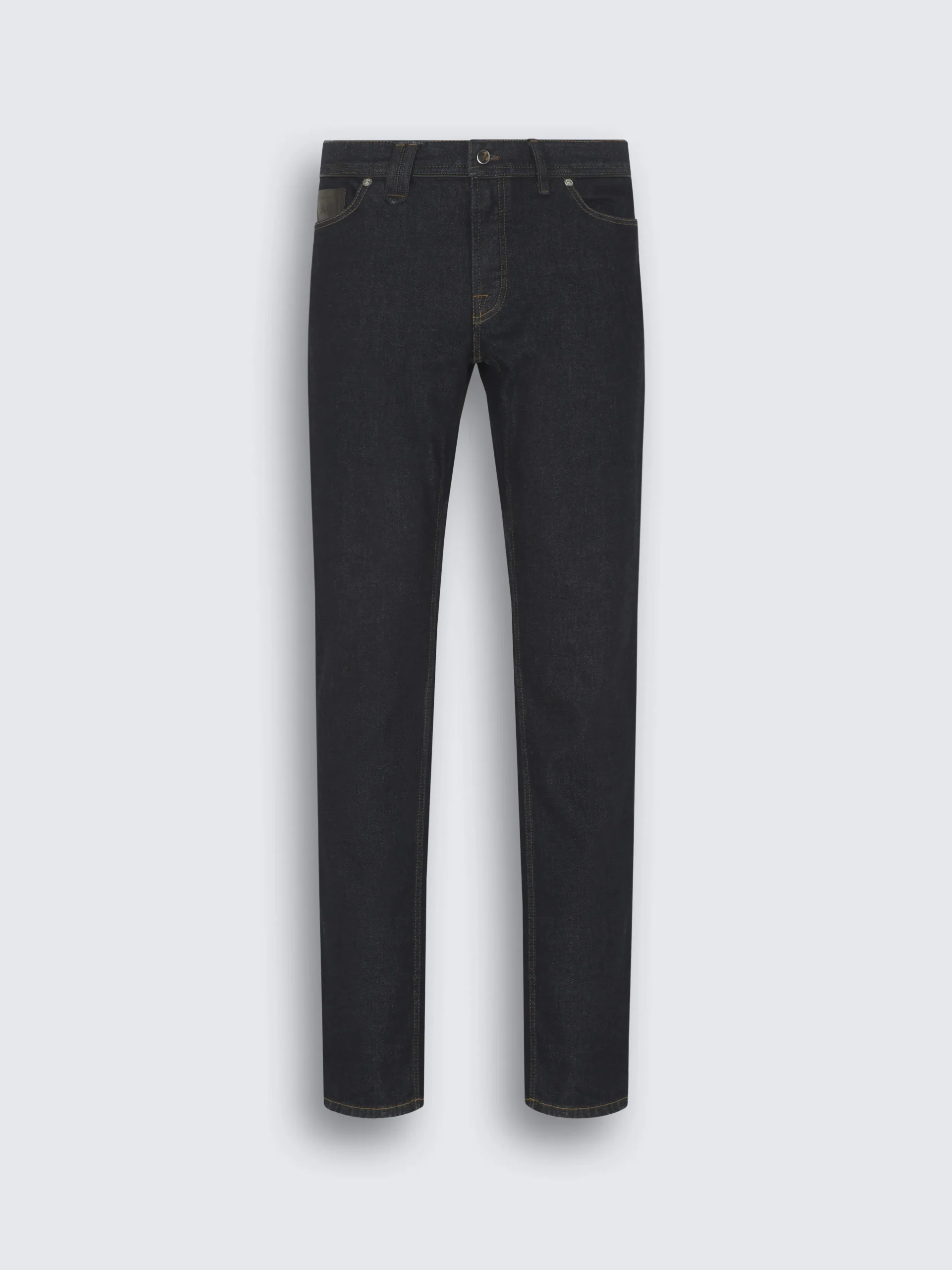 Black and navy blue cashmere and wool half-zip mockneck sweater