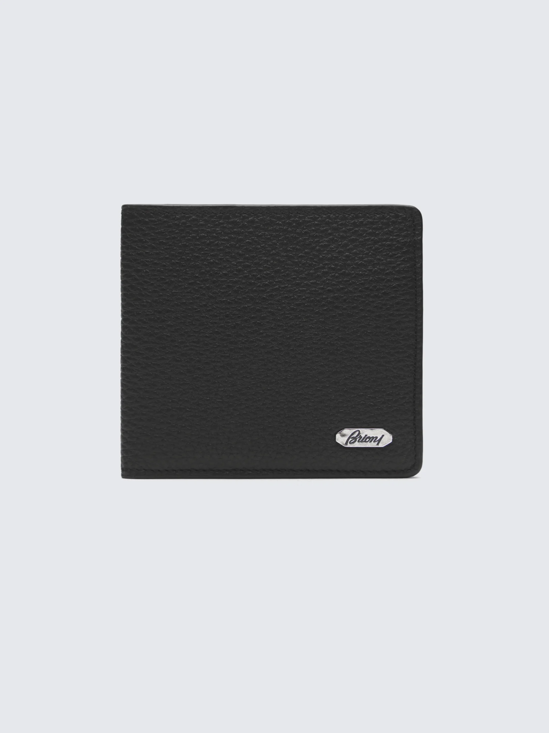 Black and taupe grained leather wallet