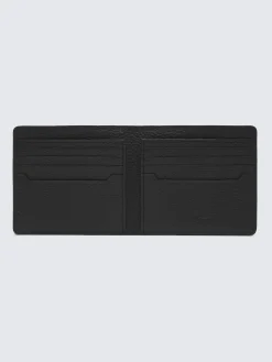 Black and taupe grained leather wallet