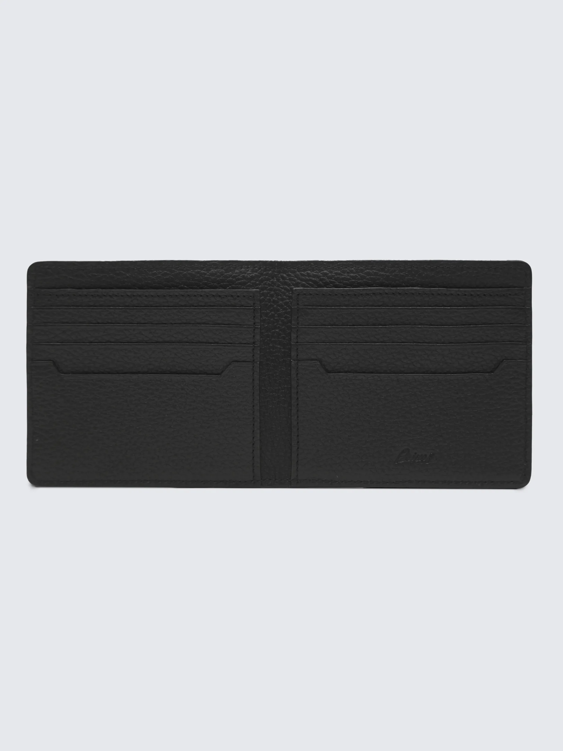 Black and taupe grained leather wallet