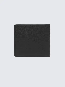 Black and taupe grained leather wallet