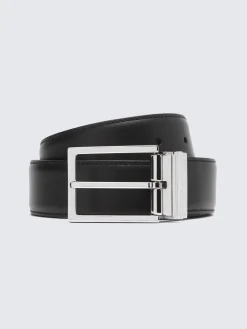Black calf leather adjustable belt