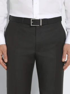 Black calf leather adjustable belt
