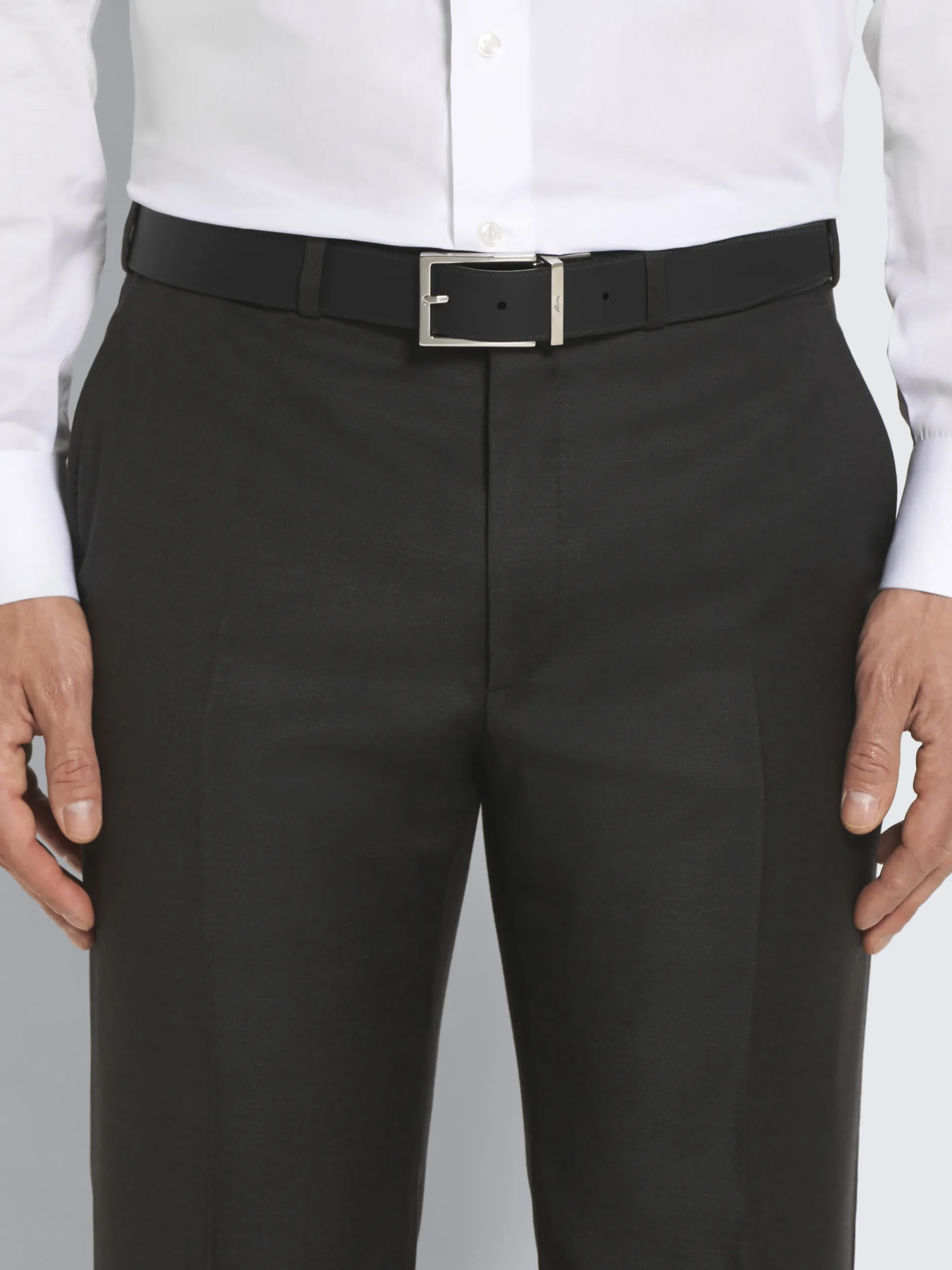 Black calf leather adjustable belt