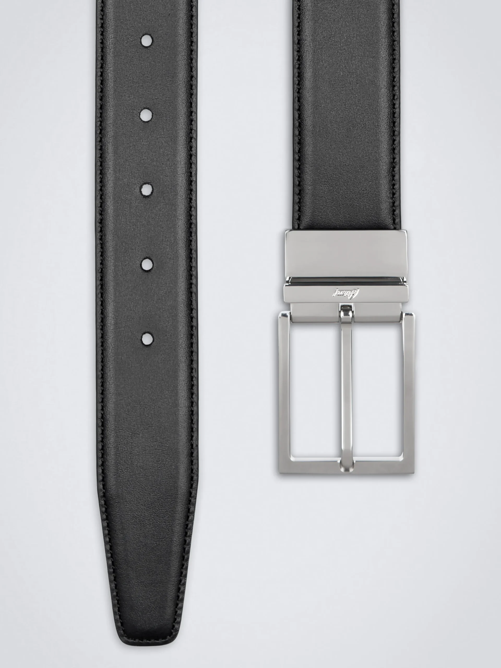 Black calf leather adjustable belt