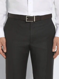 Black calf leather adjustable belt