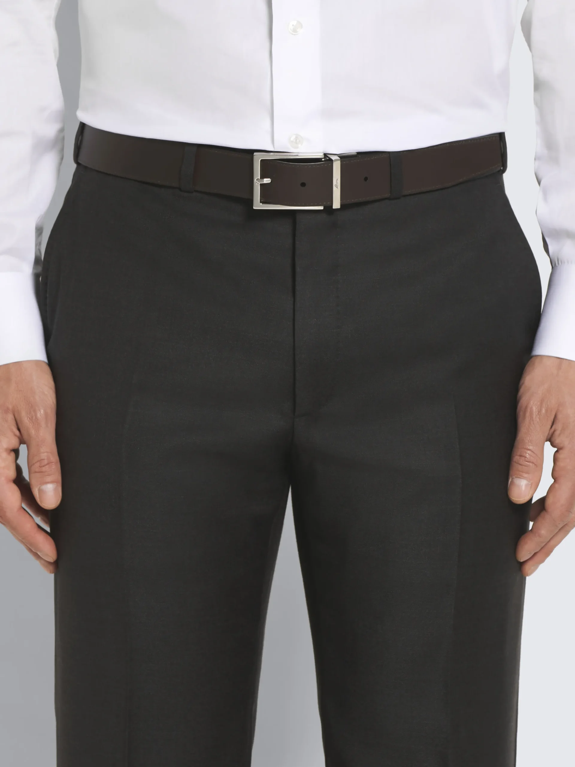 Black calf leather adjustable belt