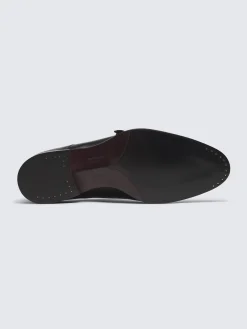 Black calf leather double monk Milano shoes