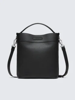 Black calfskin top handle bag