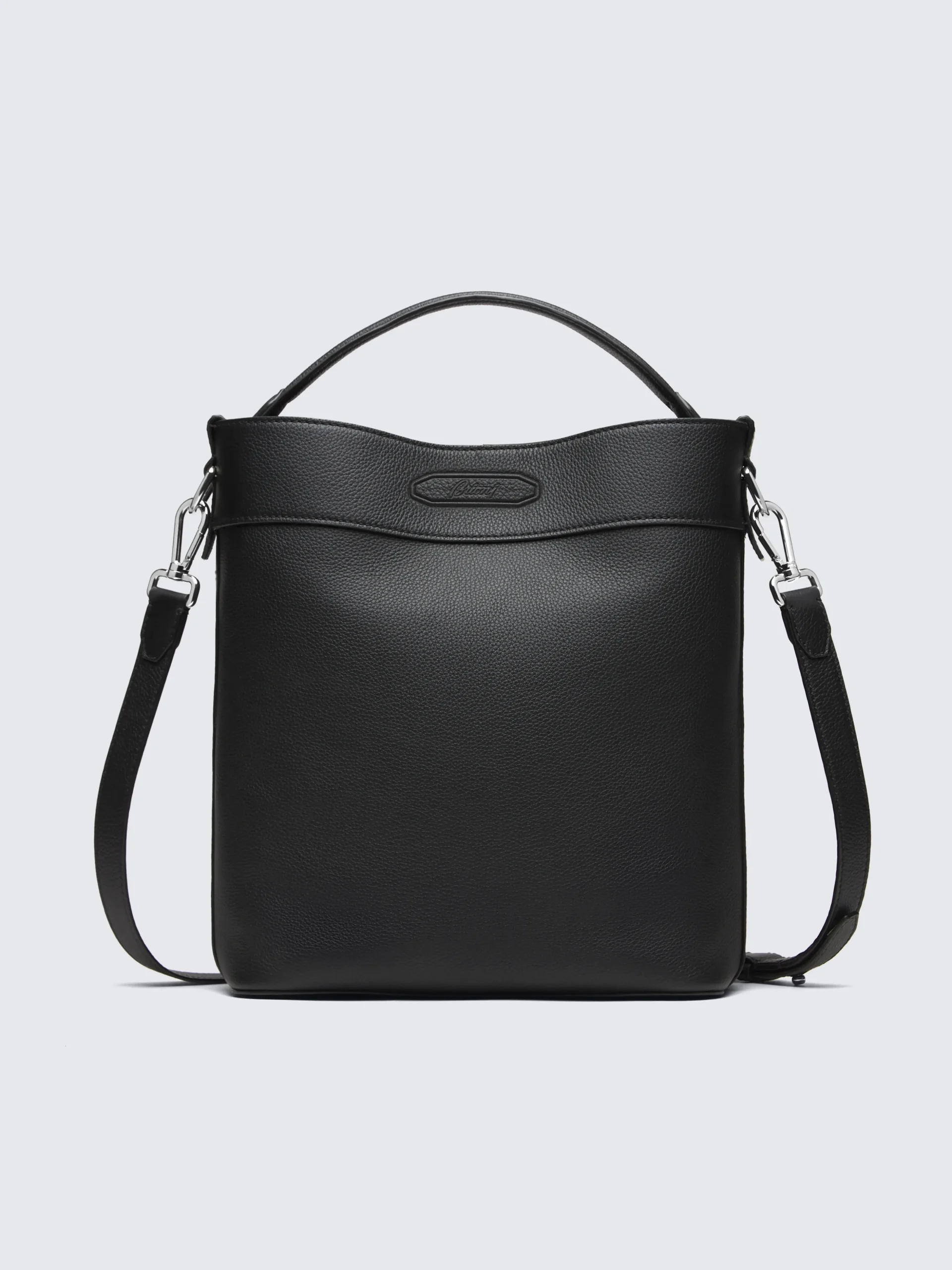 Black calfskin top handle bag