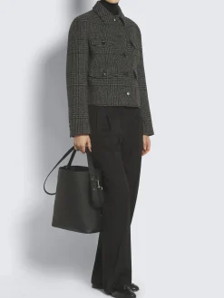 Black calfskin top handle bag