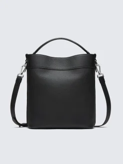Black calfskin top handle bag