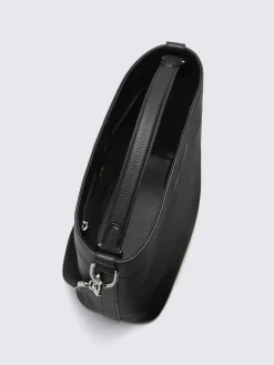 Black calfskin top handle bag
