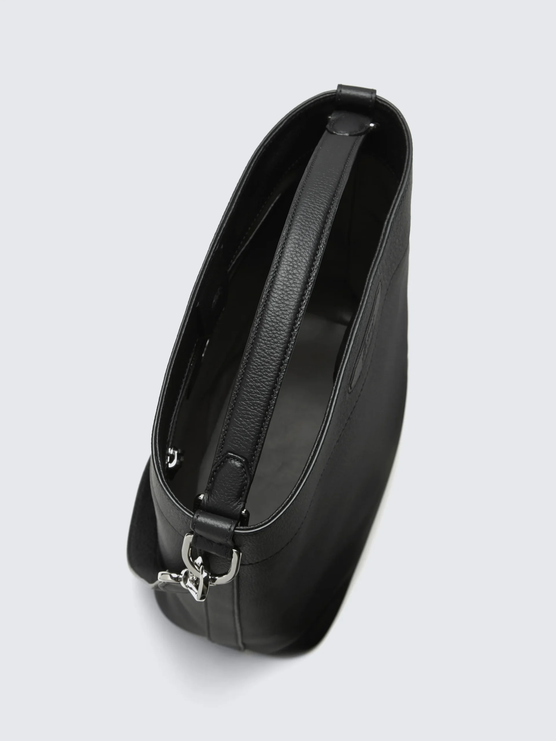 Black calfskin top handle bag