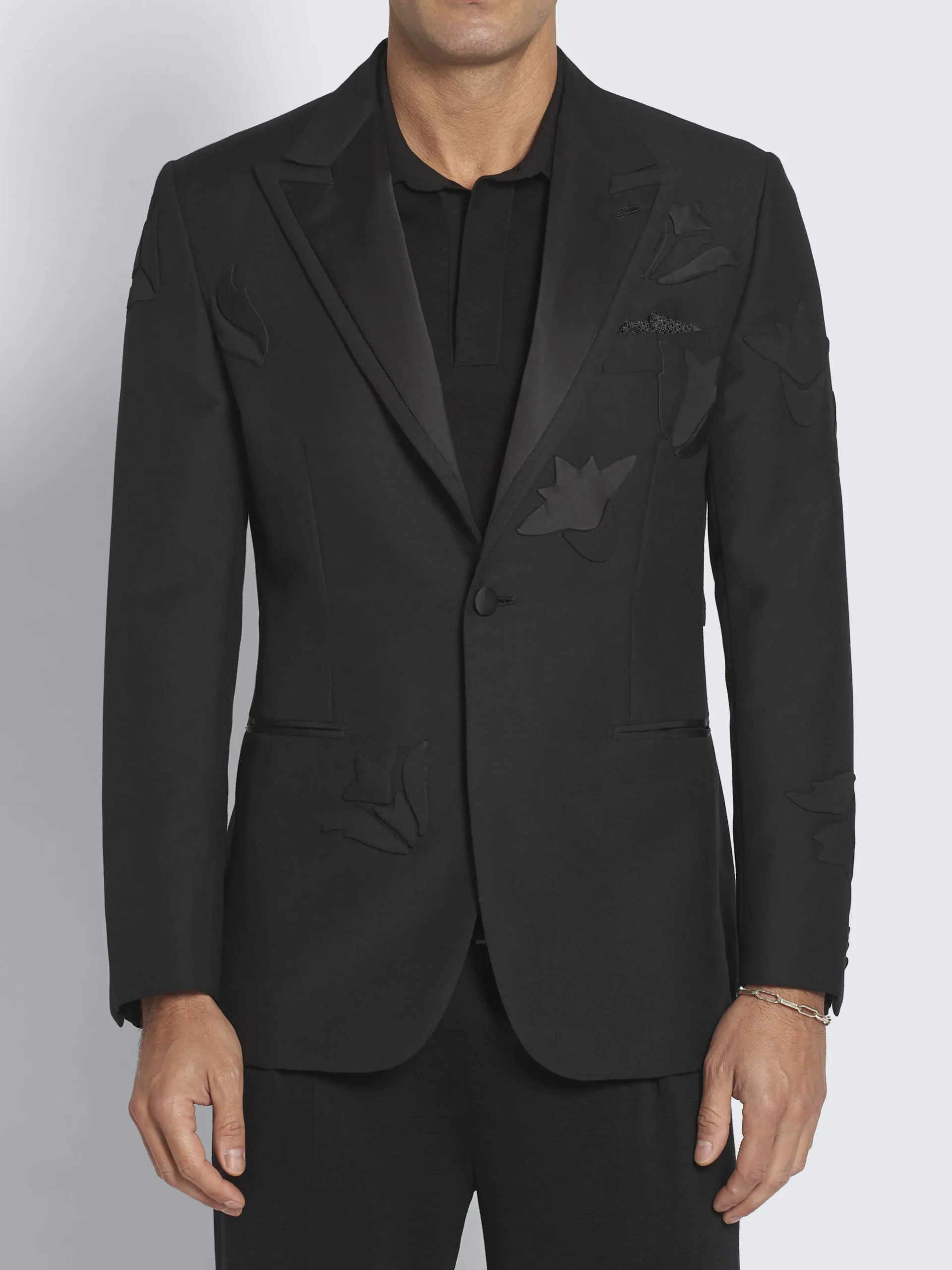 Black cashmere, wool and mohair Narciso tuxedo jacket