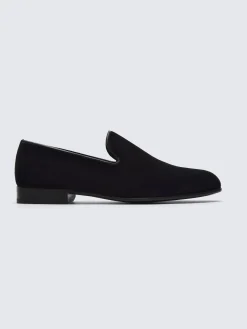Black cotton velvet evening loafers