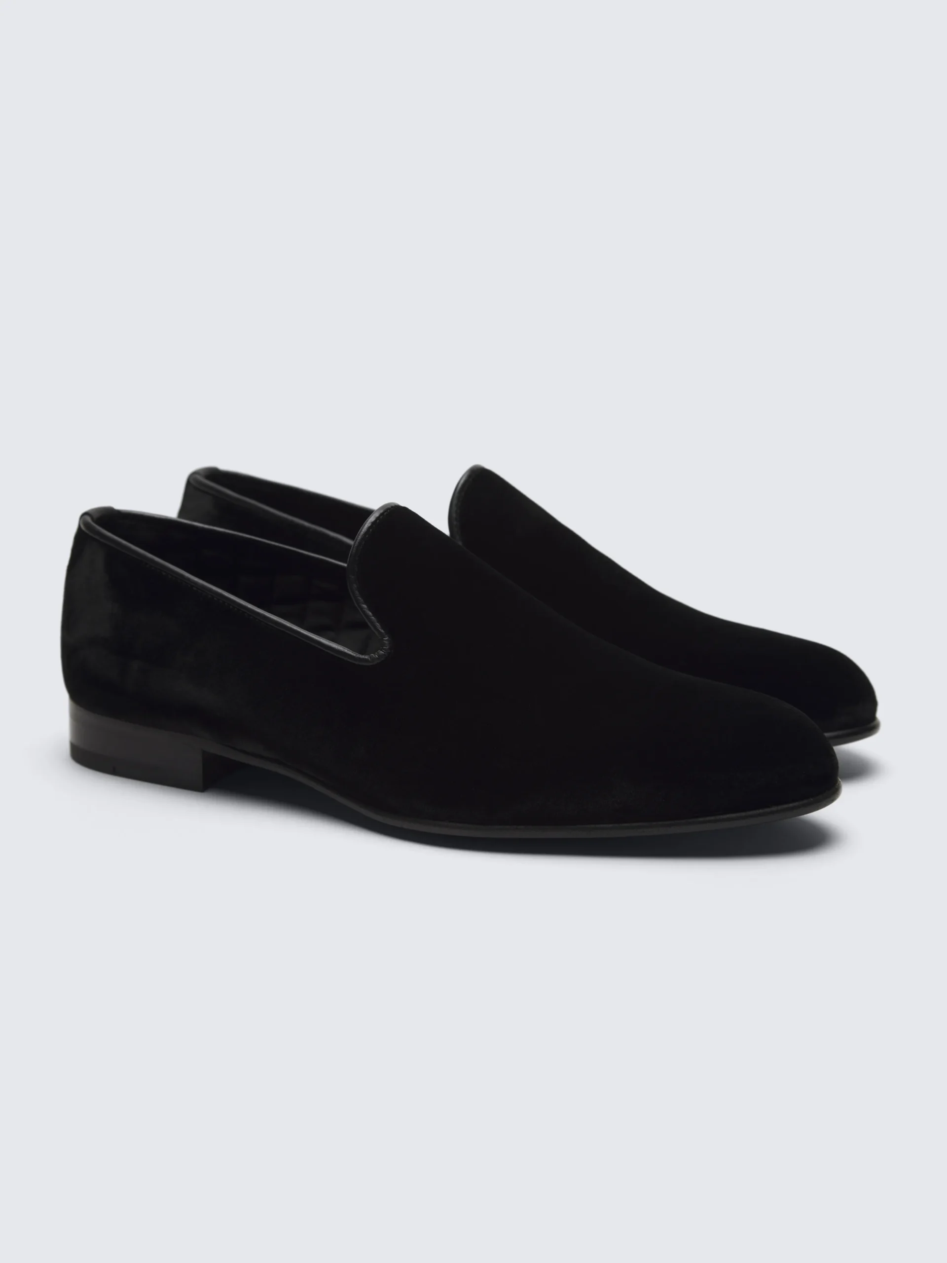Black cotton velvet evening loafers