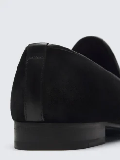 Black cotton velvet evening loafers