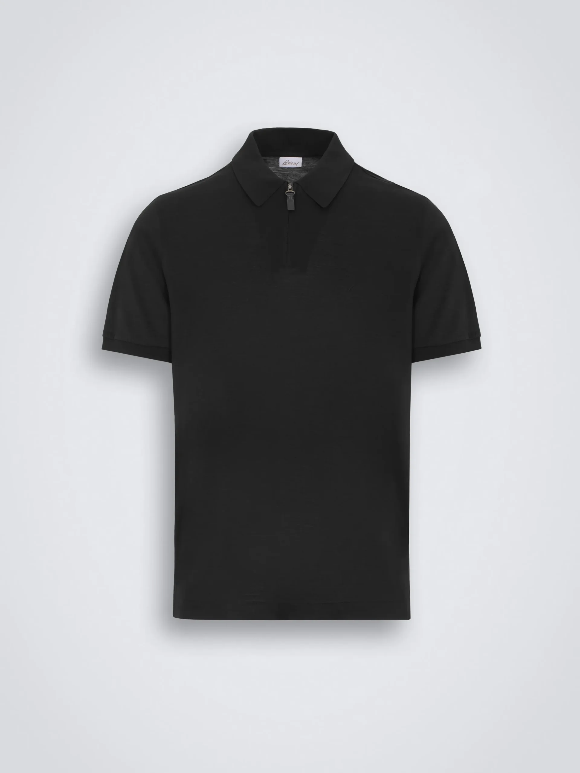 Black cotton zip polo