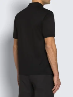 Black cotton zip polo