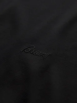 Black cotton zip polo