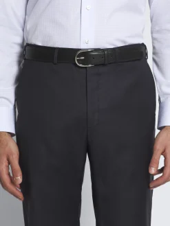 Black grained calf leather belt