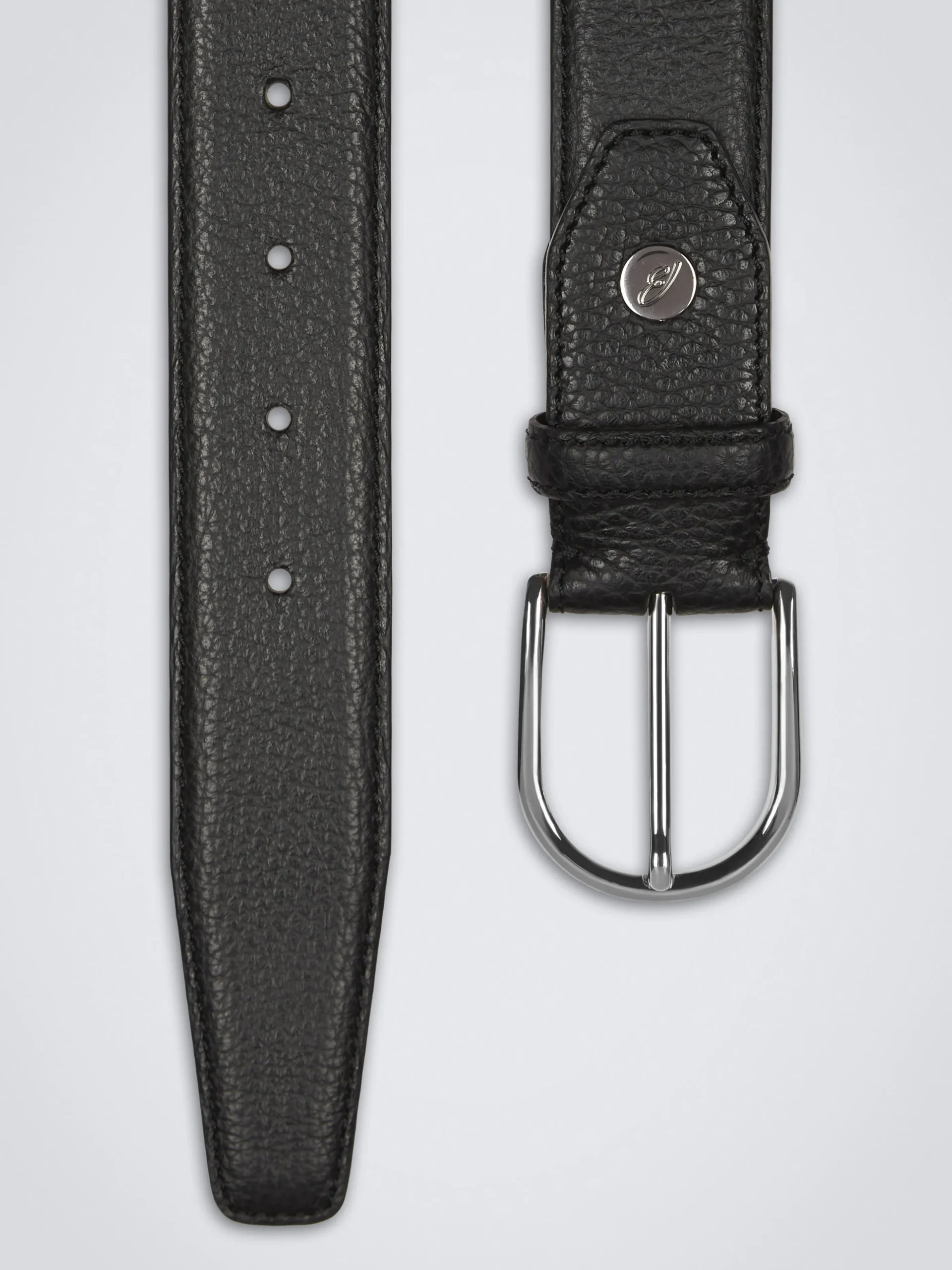 Black grained calf leather belt