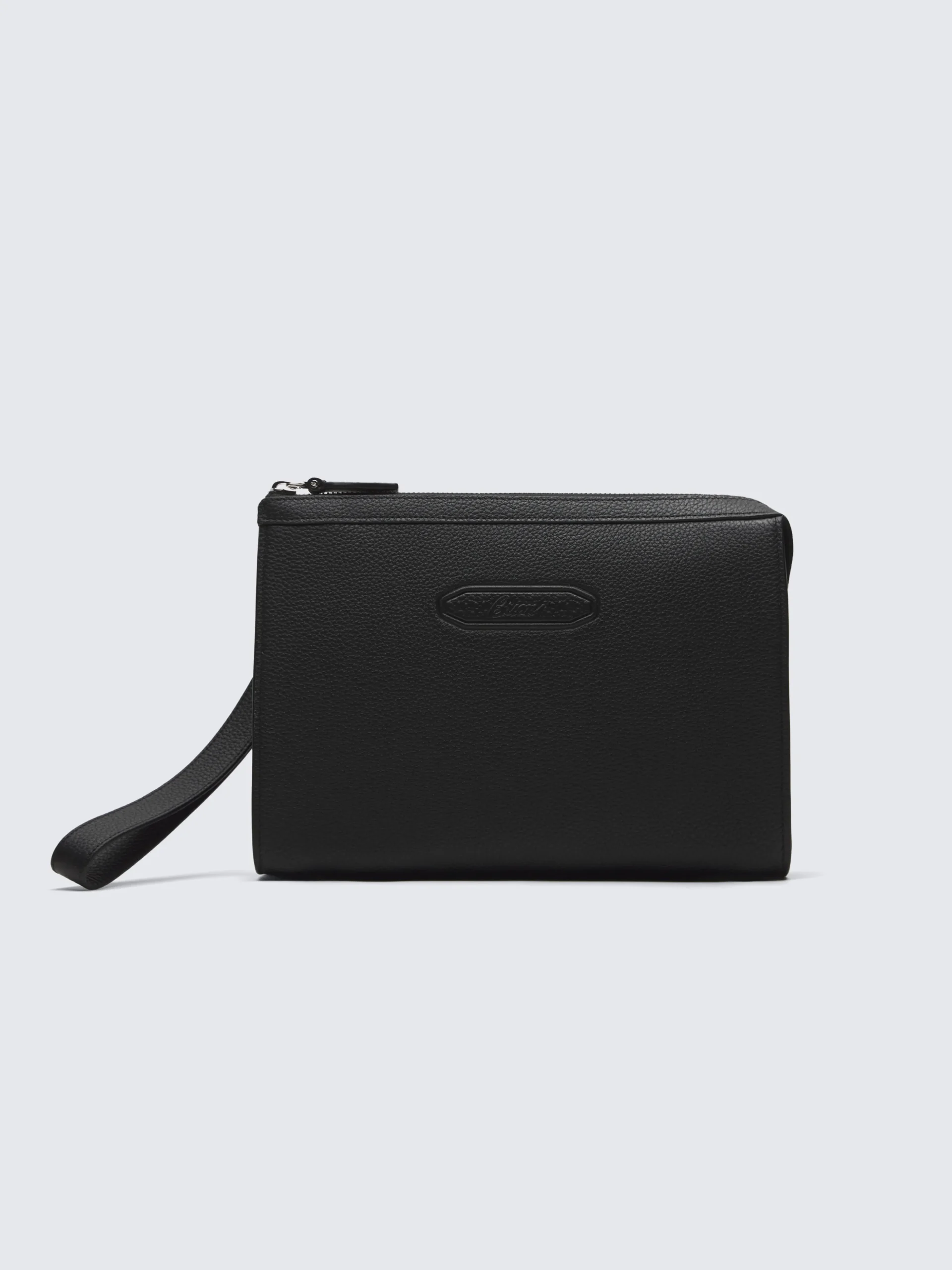 Black grained calf leather pouch