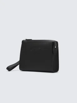 Black grained calf leather pouch