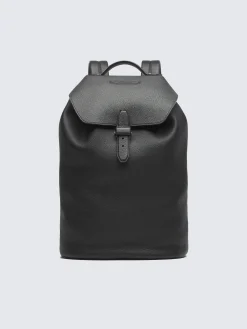 Black grained leather backpack
