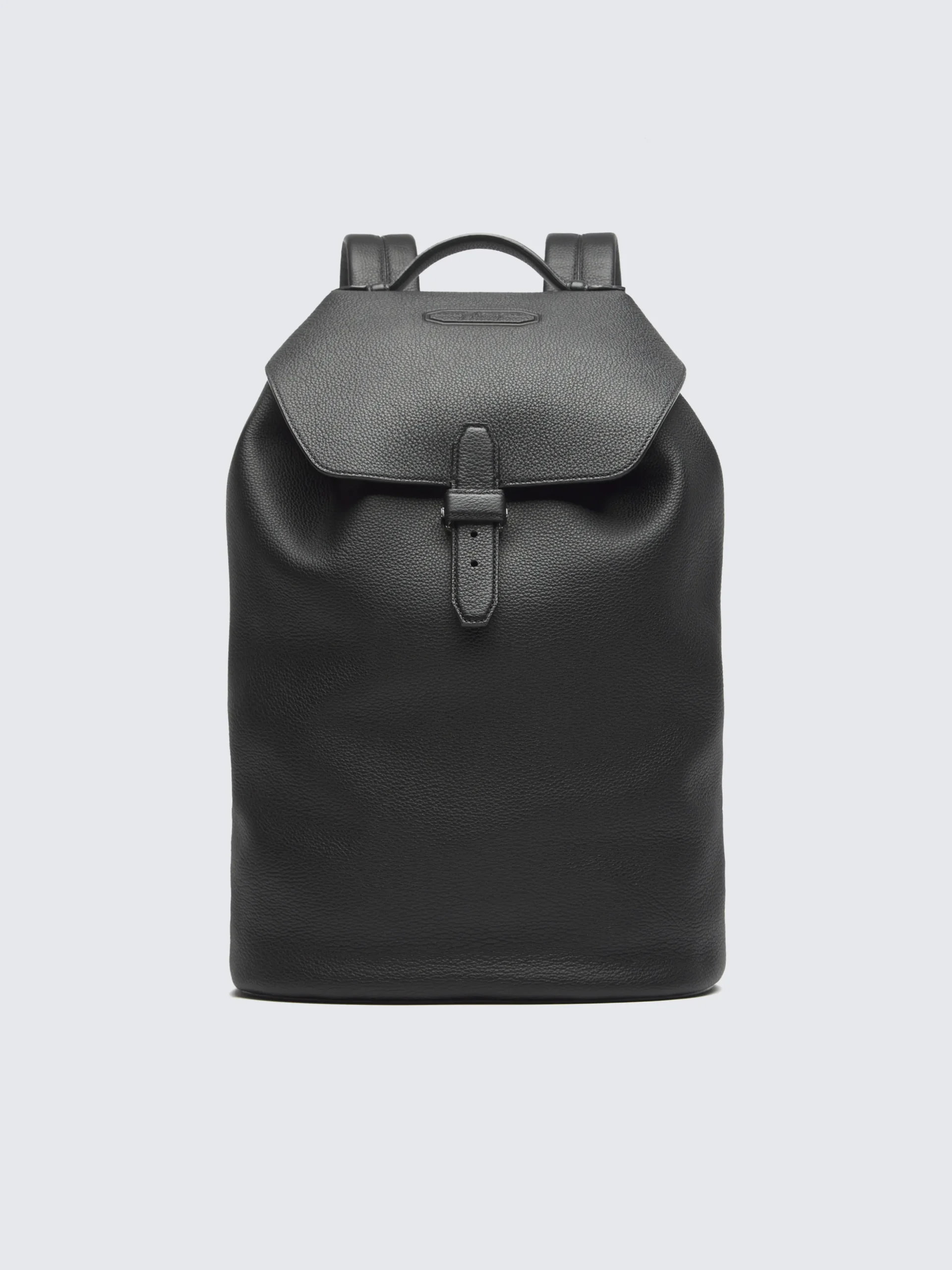 Black grained leather backpack