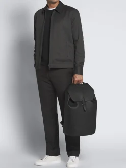 Black grained leather backpack