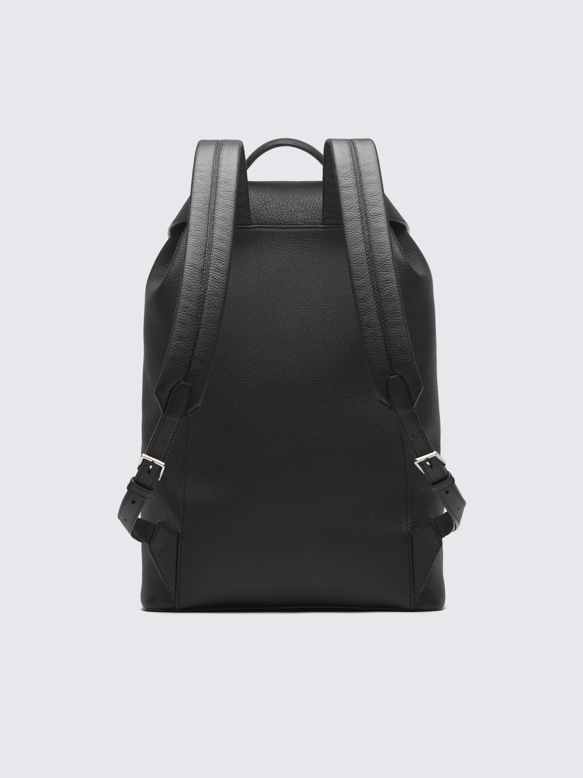 Black grained leather backpack