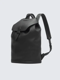 Black grained leather backpack
