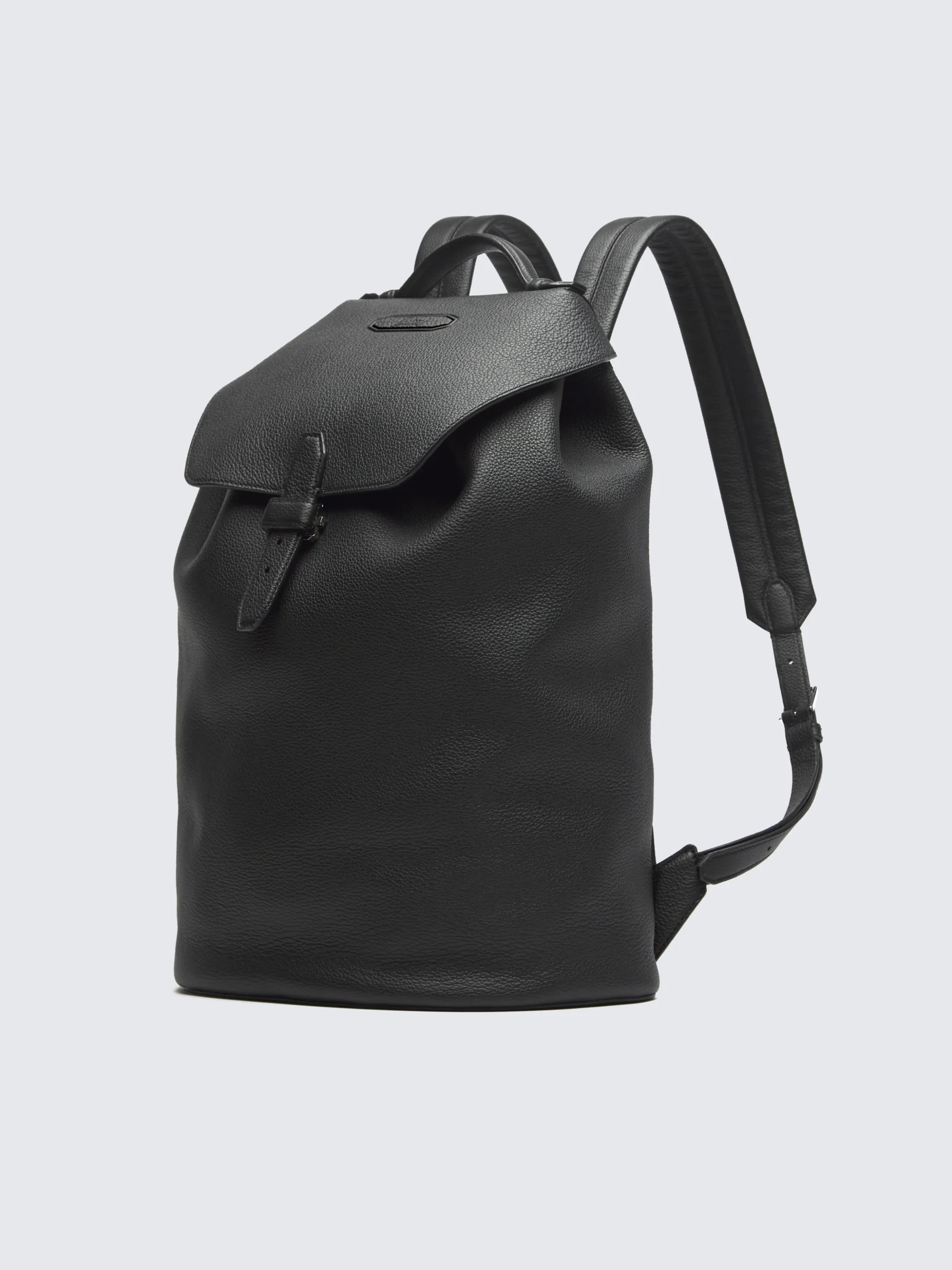 Black grained leather backpack