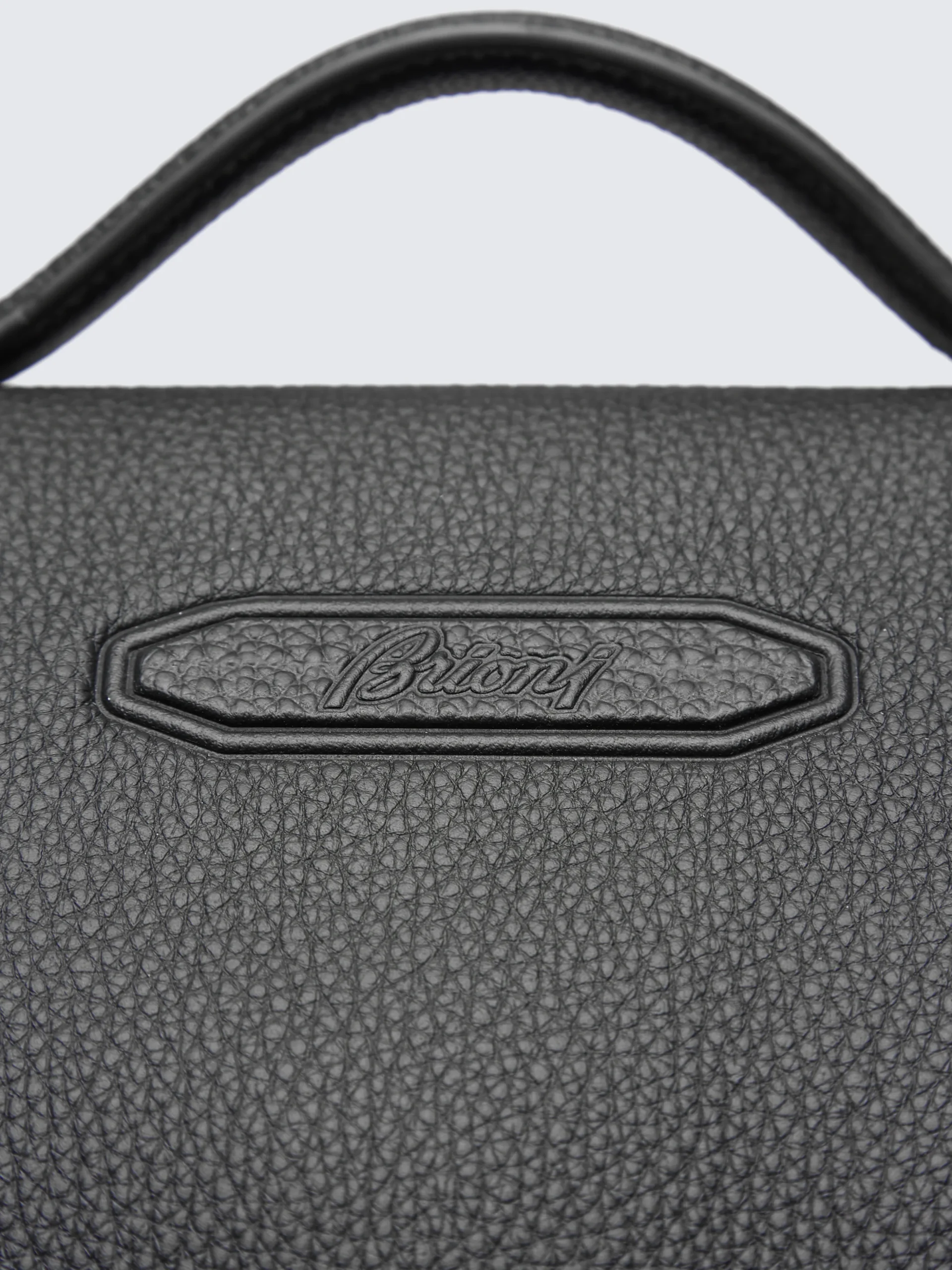 Black grained leather backpack