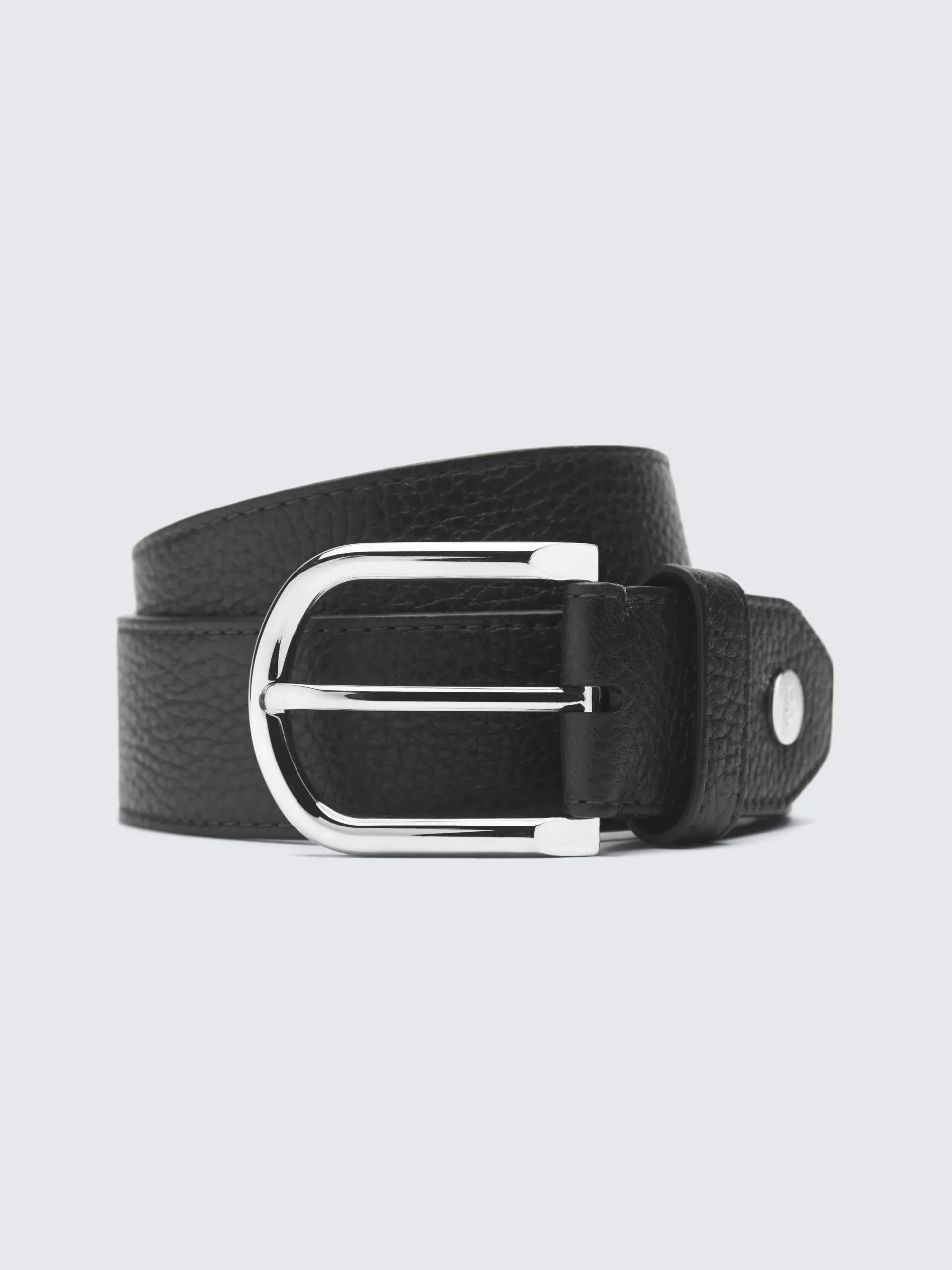 Black grained leather belt
