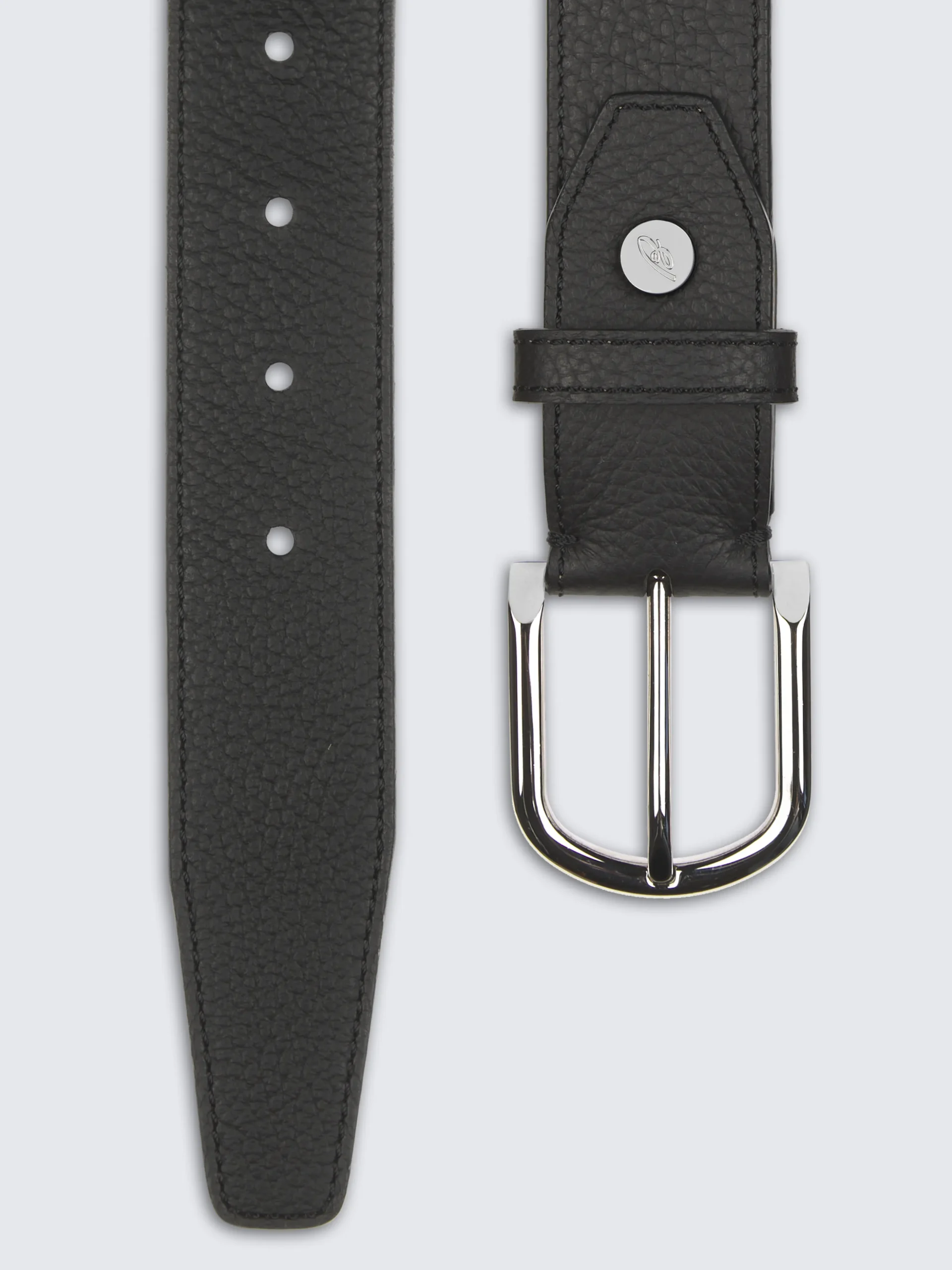 Black grained leather belt