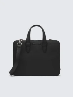 Black grained leather briefcase