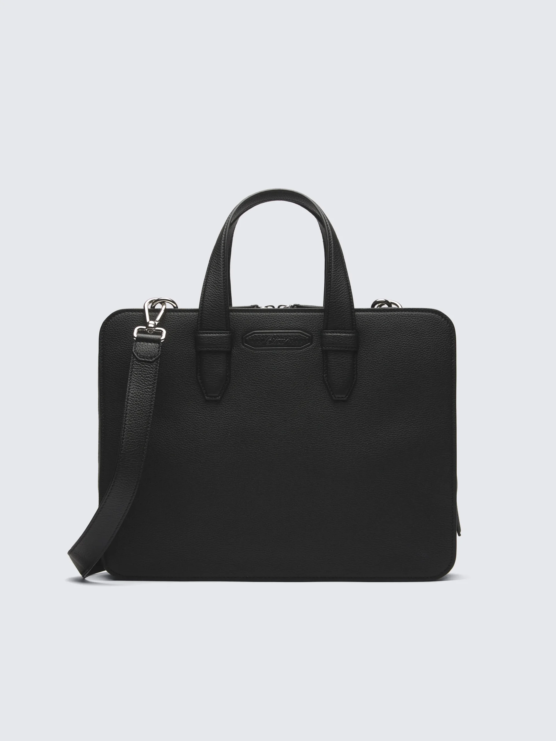 Black grained leather briefcase