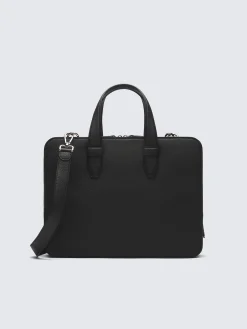 Black grained leather briefcase