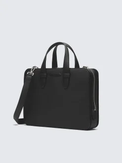 Black grained leather briefcase